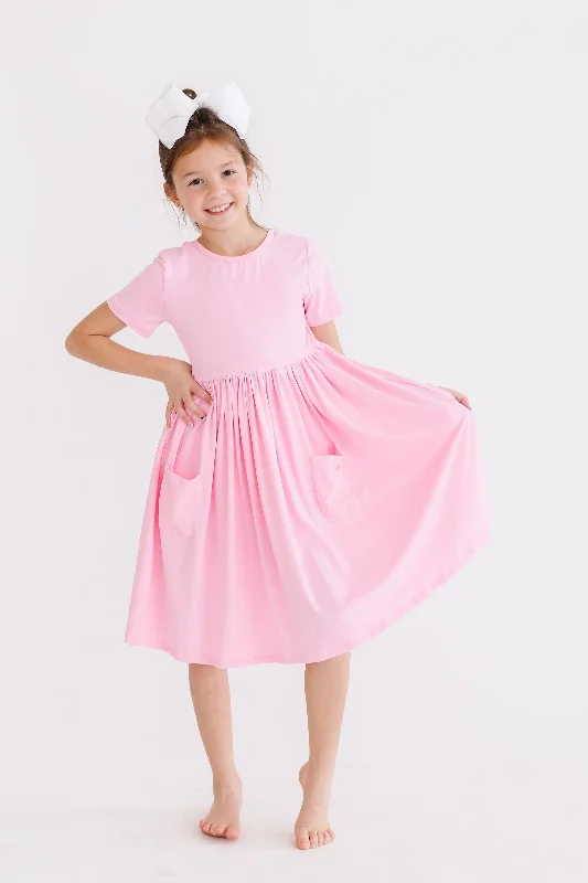 Casual Chic Bubblegum Pink S/S Pocket Twirl Dress