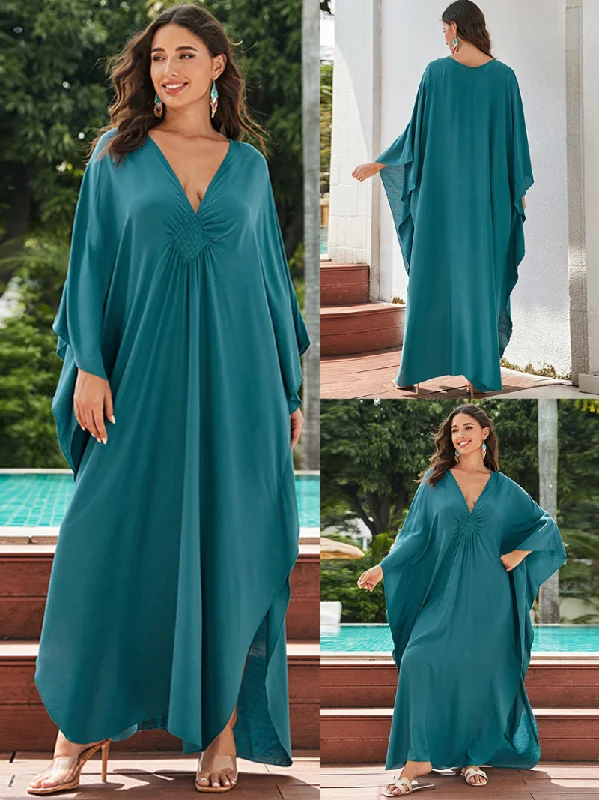 VIP Member Discount Women's Generous Loose Large Size Solid Color Kaftan Dress