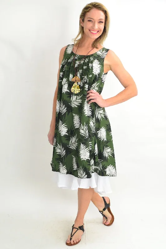 Flash Sale Clothing Green Frilly Fern Tunic Dress