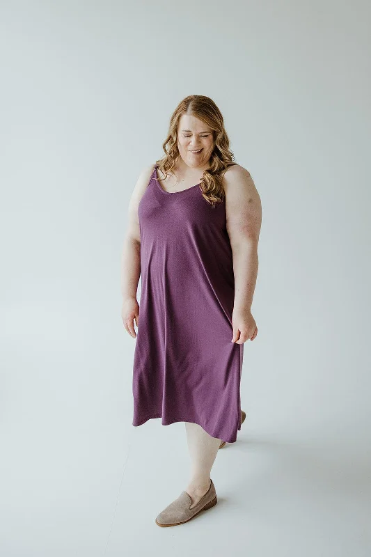 Flash Discount KNEE LENGTH A-LINE CAMI DRESS IN ANTIQUE VIOLET