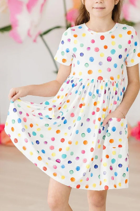 New Arrival Discount Colorful Dots S/S Pocket Twirl Dress