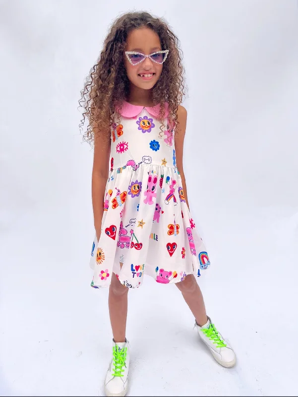 Casual and Comfortable Outfits Rainbow Bunny Doodle Dress