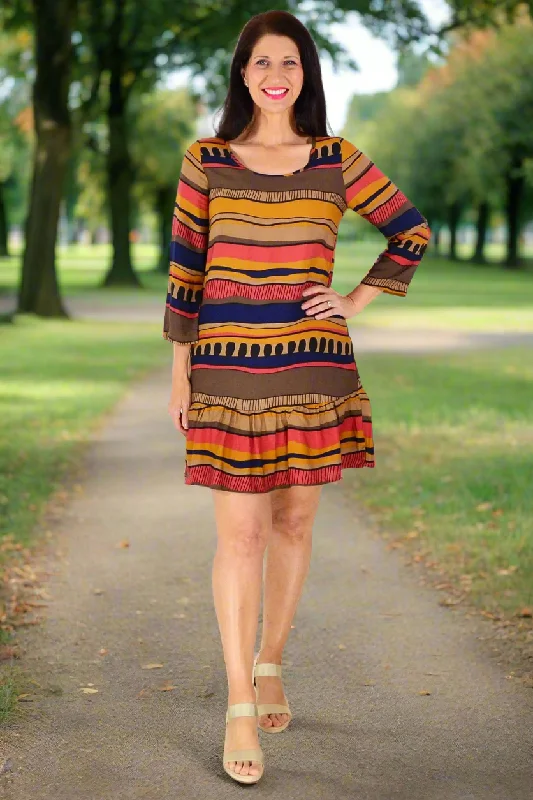 Women's Online Boutique Brown Swirls Tunic Dress