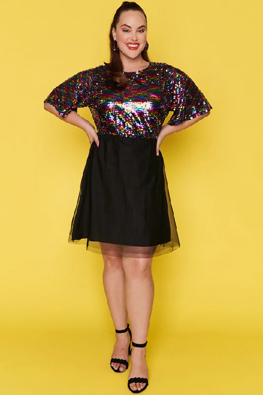 Weekend Sale Faith Black Rainbow Dress