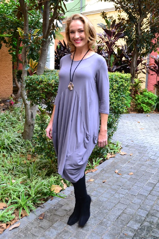 Elegant Women's Clothing Soft Grey Cocoon Sophia Tunic Dress