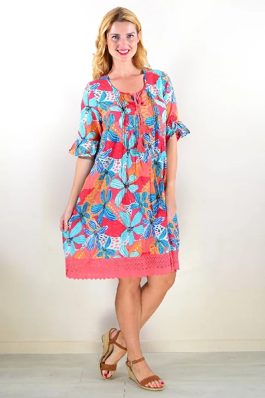 Women's Seasonal Fashion Trends Tropical Lily Boho Tunic Dress