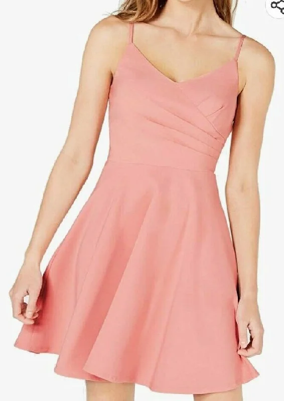 Women's Clothing L - trixxi pink faux wrap fit & flare dress