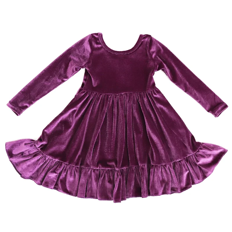 Women's Vintage Clothes Plum Velvet Charm Dress