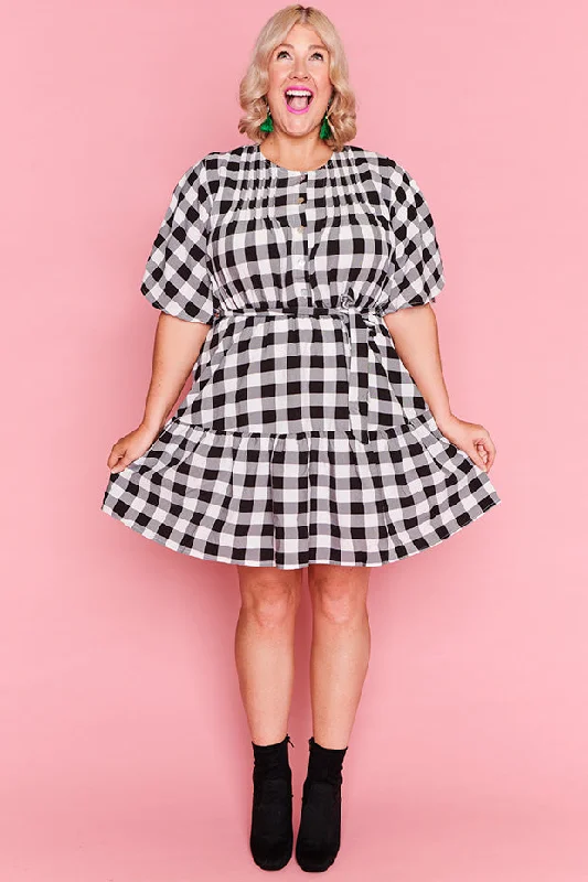 Timeless Elegance Liam Black Gingham Dress