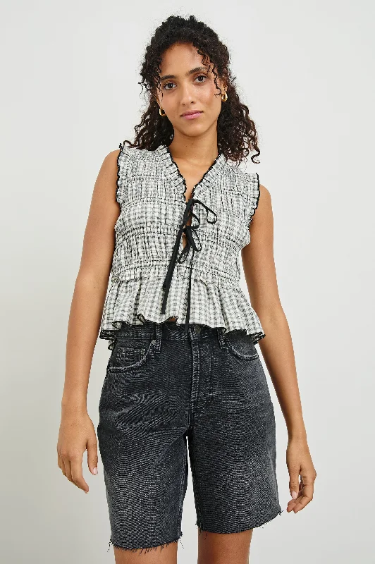 MARTINE TOP - IVORY JET GINGHAM