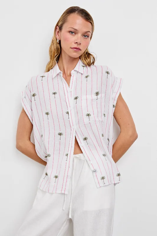 WHITNEY SHIRT - PINK PALM STRIPE