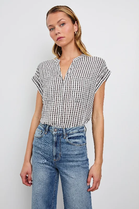 MEL TOP - BLACK GINGHAM