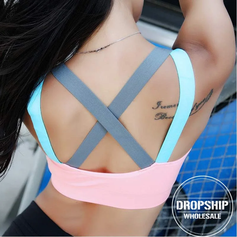 2019 Women Sports BH Bra Solid Fitness Yoga Top Push up Underwear for Gym Running Shockproof Elastic Shirt Workout Athletic Vest