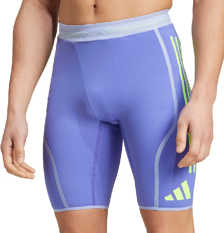 adidas Adizero Promo Mens Short Running Tights - Blue