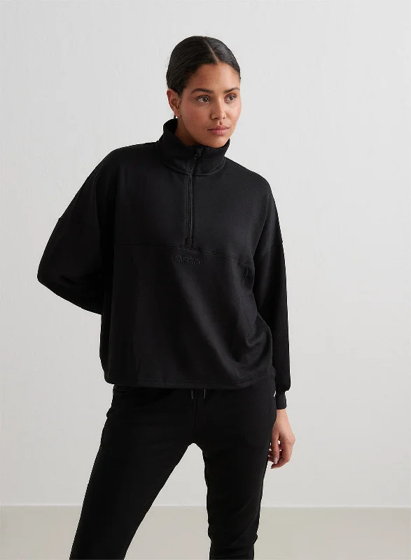 Black Comfy Modal Half Zip