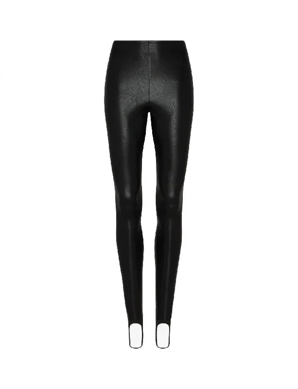 Faux Leather Stirrup Legging Slg79 In Black