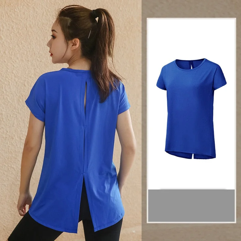 Plus Size L-XXXXL Fitness Yoga Top Women Short Sleeve Yoga T-Shirt Running Gym Sport Tops Fitness Workout Breathable Sportswear