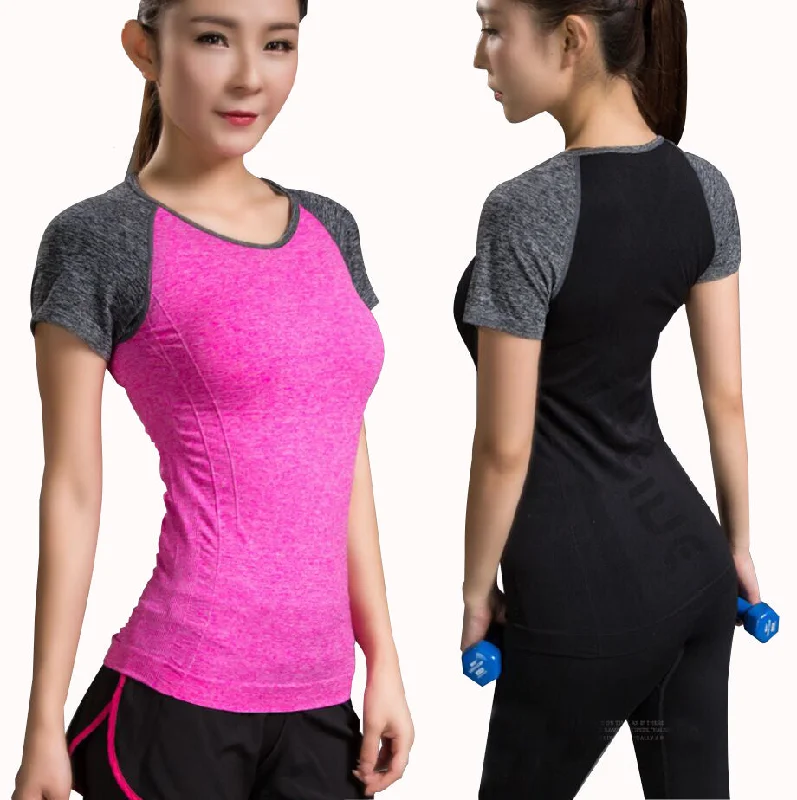 Quick Dry Stretch Slim Fit Yoga Tops Women Sport T Shirt Gym Jerseys Fitness Shirt Yoga Running T-shirts Female Sports Top Cloth