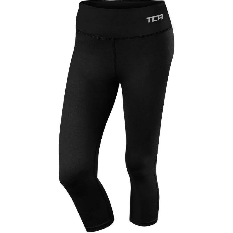 TCA Pro Performance Supreme Womens 3/4 Capri Running Tights - Black