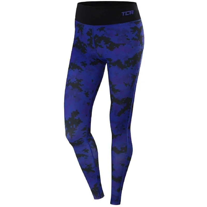 TCA Supreme Graphic Womens Long Running Tights - Blue