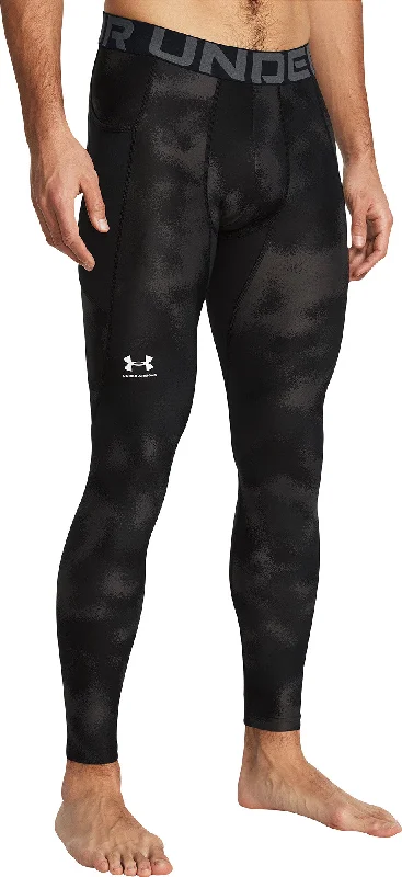 Under Armour HeatGear Printed Mens Long Training Tights - Black