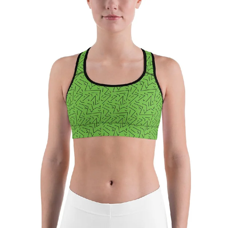 Green Black Line Sports Bra