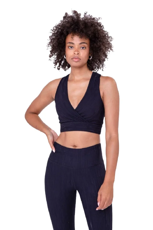 Mono B Textured Lines Jacquard TACTEL® Sports Bra AT8089