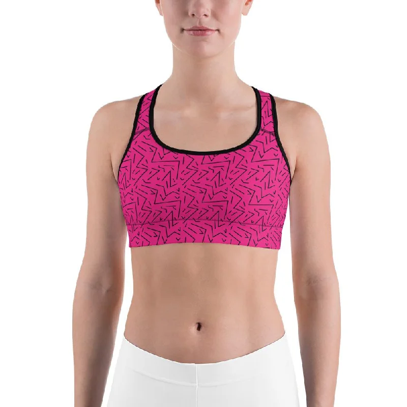 Pink Black Line Sports Bra