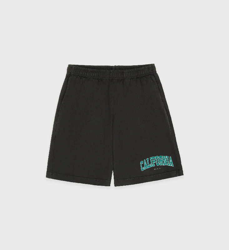 California Gym Short - Faded Black/Spring Green