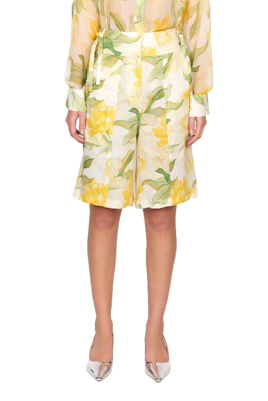 Cruz Knee Length Short In Waterlily Yellow