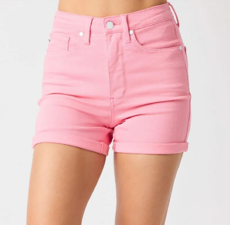 High Rise Shorts In Pink