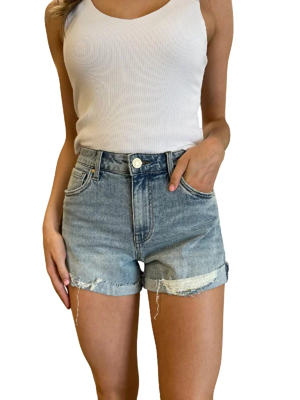 Jane High Rise Rolled Hem Short In Blue