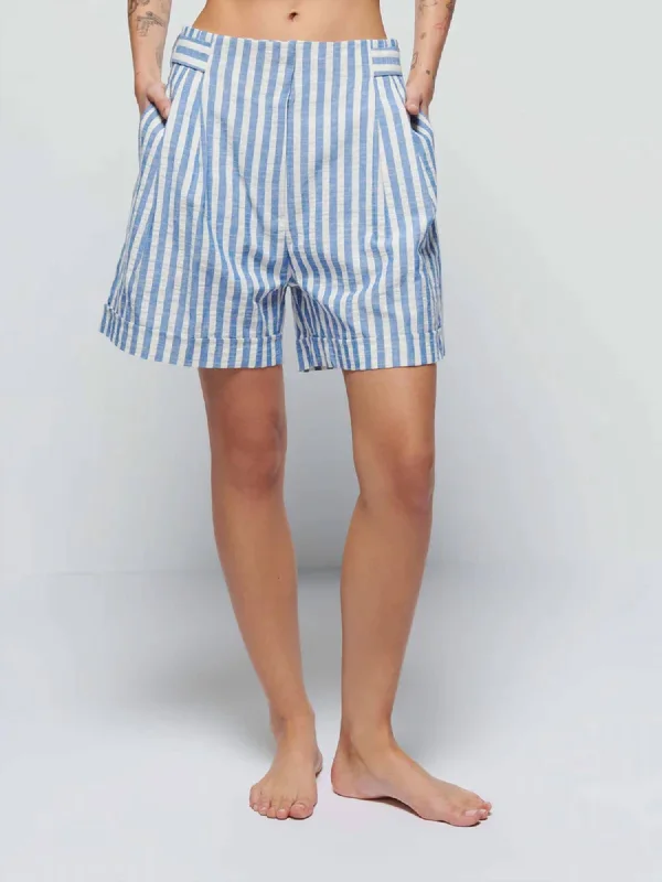 Maja Stripe Short In Whte & Navy