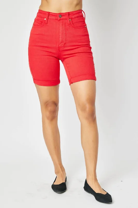 Tummy Control Bermuda In Red